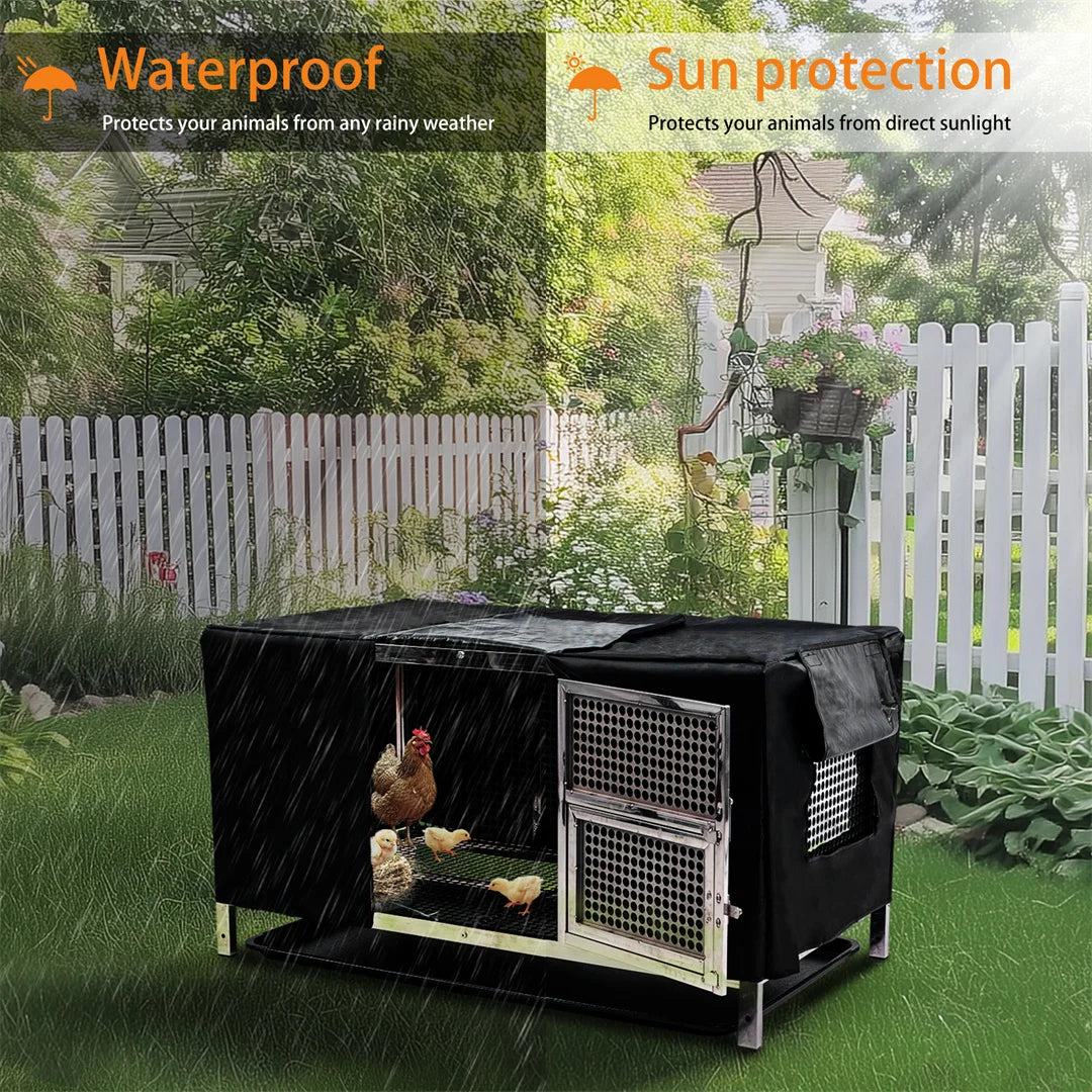 Heavy Duty Stainless Steel Chicken Coop and Dog Cage with Waterproof Cover