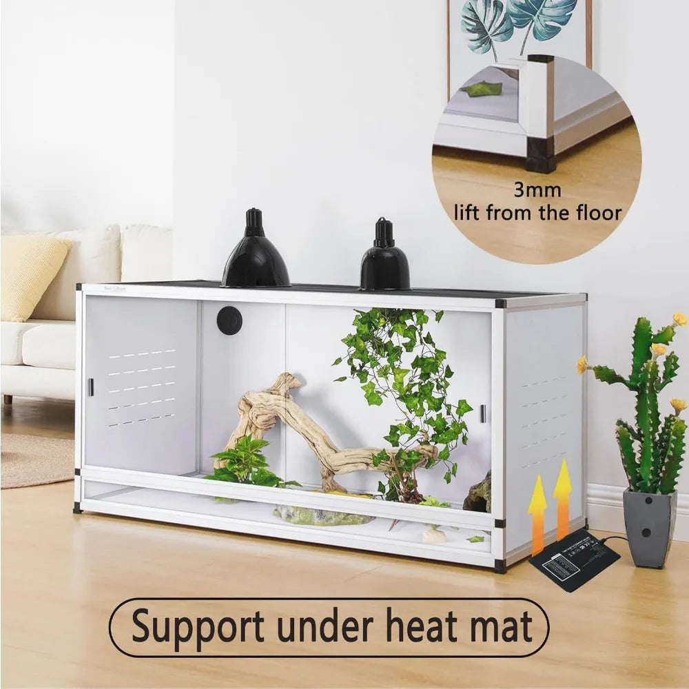 PVC Reptile Enclosure 76 Gallon Large Reptile Terrarium 44''x20''x20 Tank for Bearded Dragon Gecko Lizard Snake,Wide Breeding L