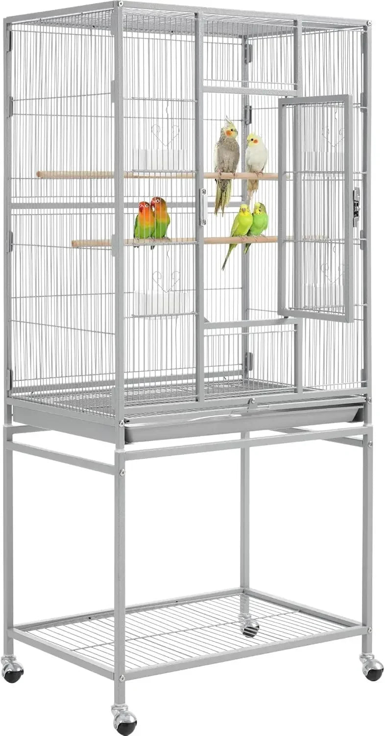 54" Large Flight Bird Cage for Parrots, Macaws, Cockatiels, Sun Parakeets, Lovebirds, Green Cheek Conures Solution