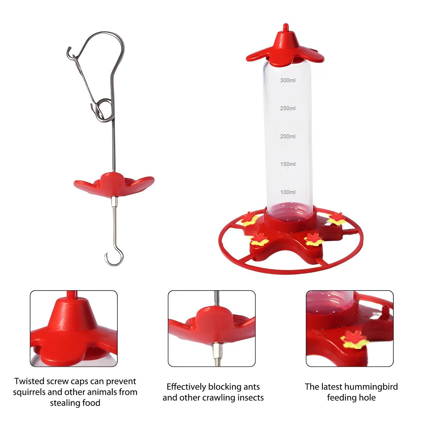 Hummingbird Water Feeders Hanging Garden Hummingbird Drinker Anti-ants Leakproof Easy To Clean Birds Feeding Supplies