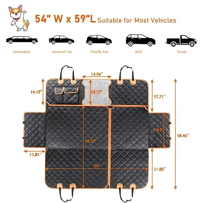 600D Heavy Dog Seat Cover, Durable Large Dog Car Seat Cover with 2 Seat Belts