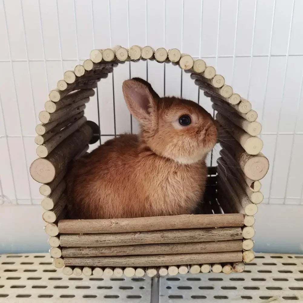Handmade Natural Wood Rabbit Hamster House Weaving Hut for Small Pets