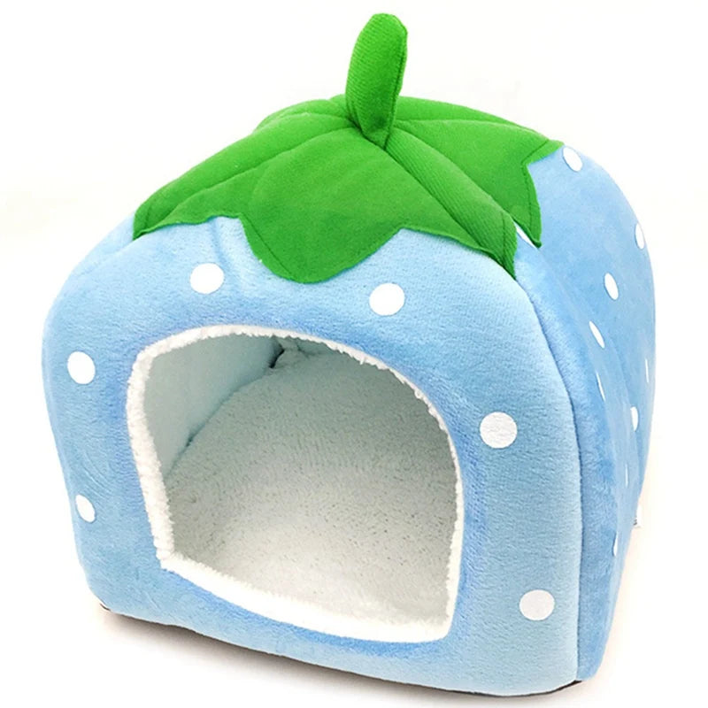 Strawberry Hamster House Guinea Pig Hideout Small Animal Bed Hideaway Hide Hut Cage Accessories for Autumn Winter