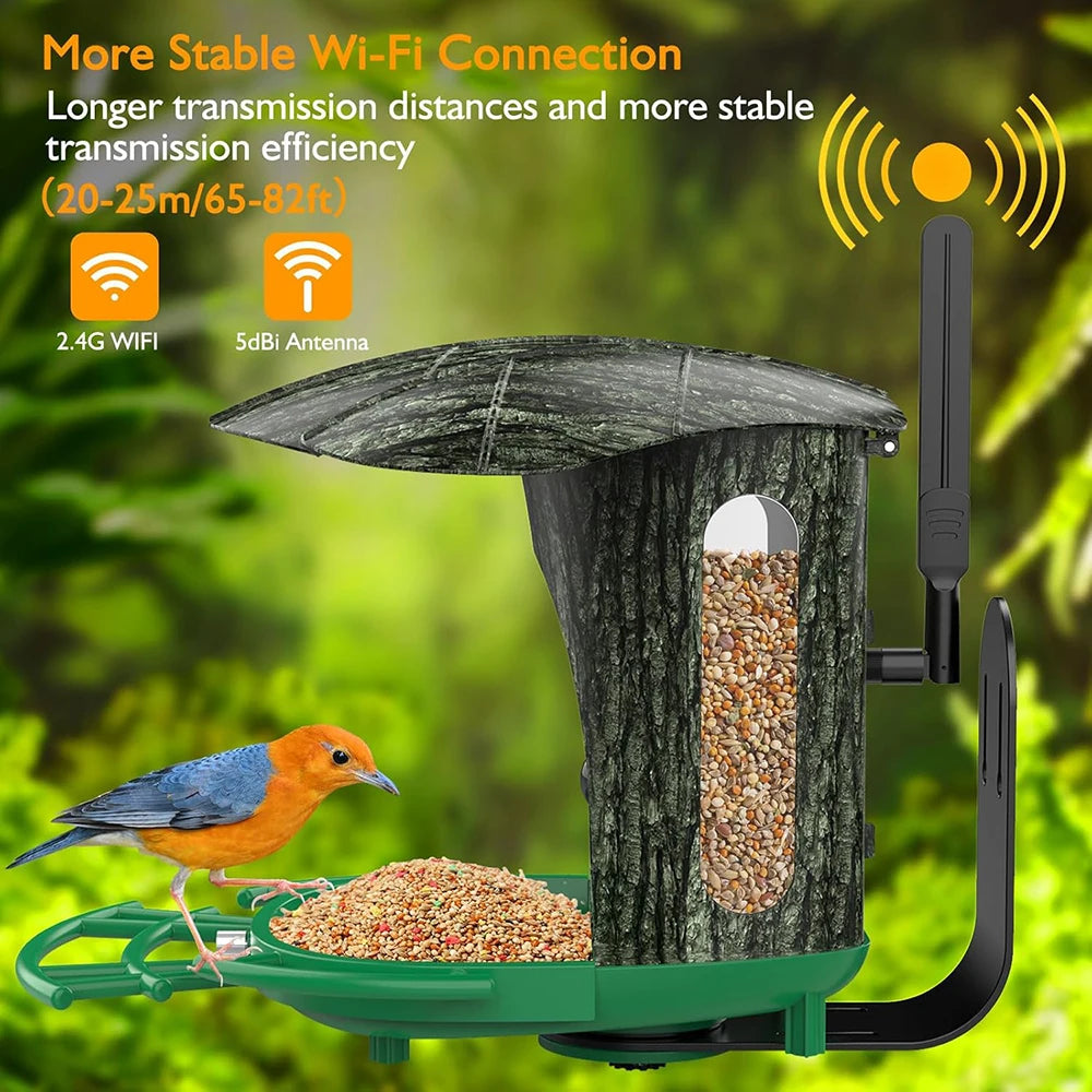Smart Bird Feeder Camera Outdoor with 1080P HD AI Wildlife Identification