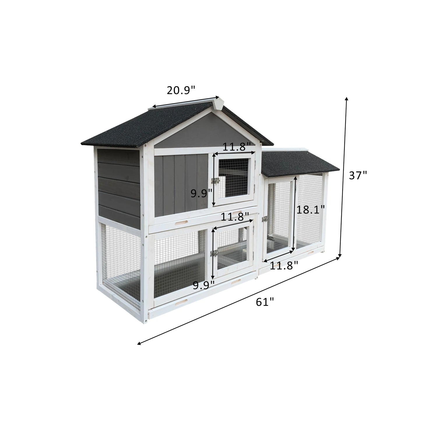 Wooden Pet House for Rabbits and Guinea Pigs Large Outdoor Hutch with Extension