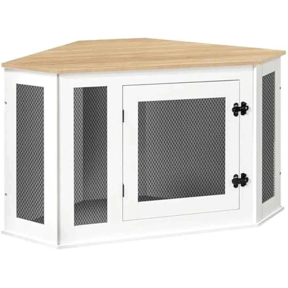 Corner Dog Crate Furniture End Table Wood Kennel For Indoor Use