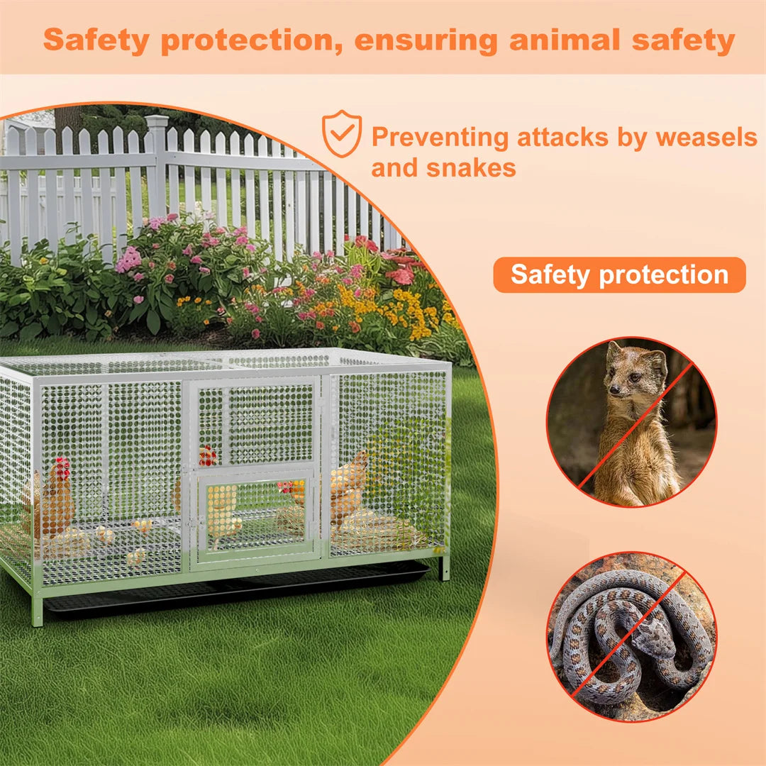 Heavy Duty Stainless Steel Chicken Coop and Dog Cage with Waterproof Cover