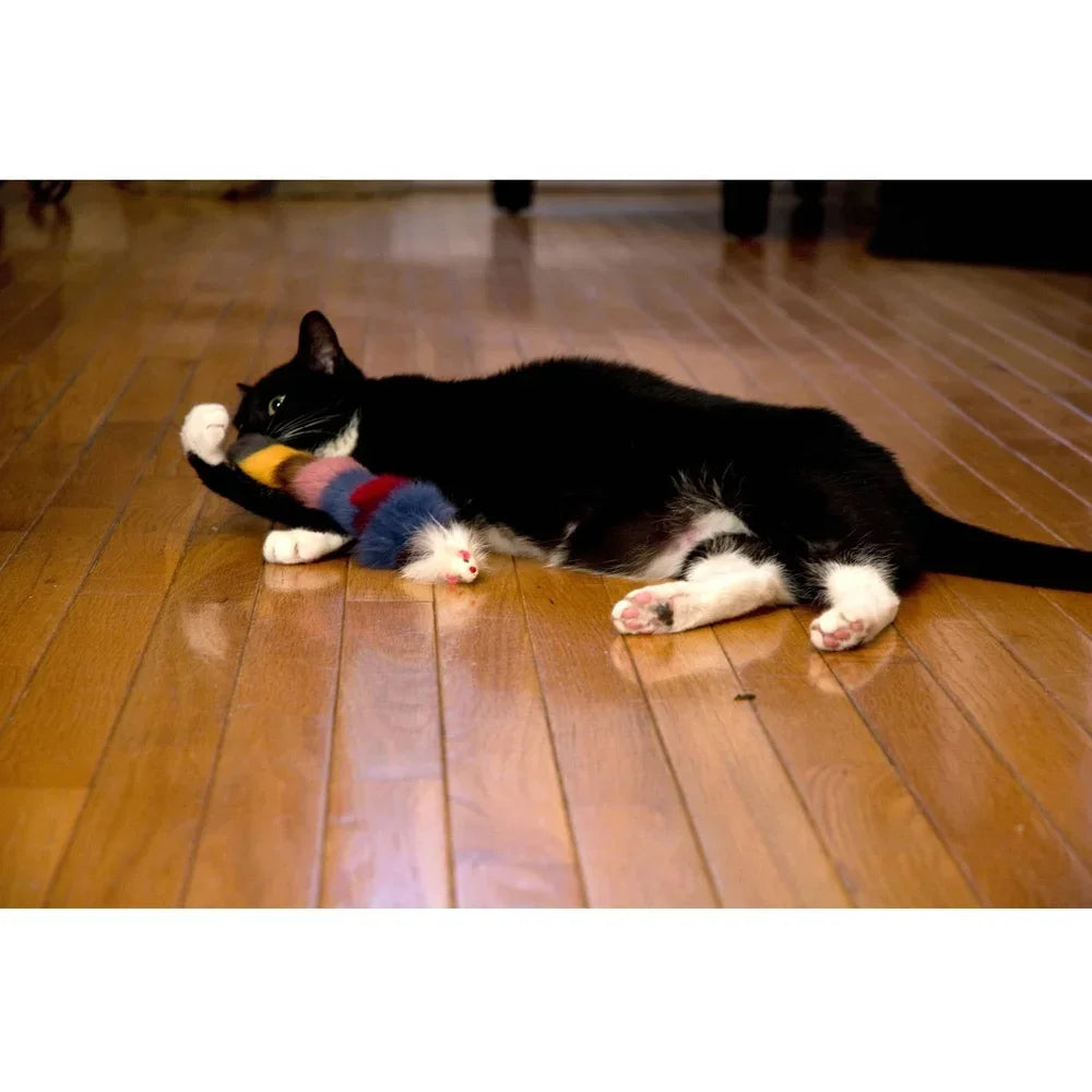Multi-Colored Fur Weasel Toy Cat Plaything Durable Tear-Resistant Chew Toy Cats and Kittens
