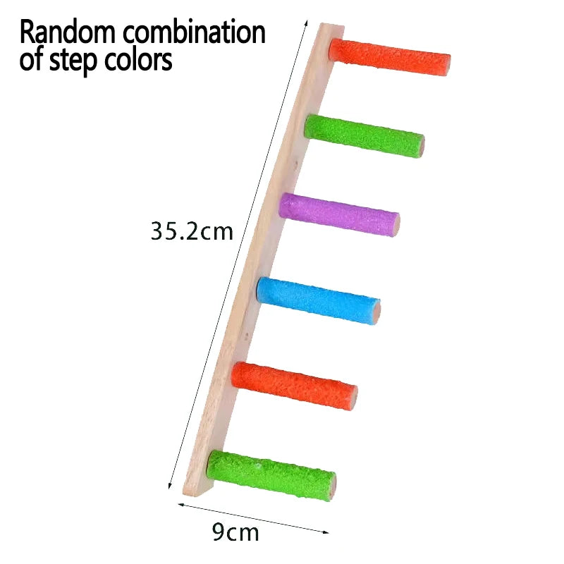 Wooden Bird Climbing Ladder Toy for Parrots 4/6/8 Steps Interactive Fun