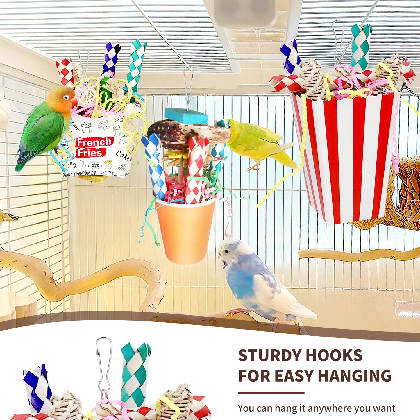 3PCS Bird Shredding Toys for Parrots Chewing and Foraging Fun
