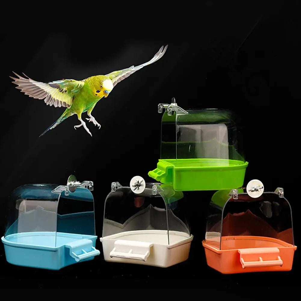 Hanging Bird Bath Cube Parrots Bathtub Bath Shower Box Cage Accessory For Little Bird Canary Budgerigar Cockatiel Lovebird
