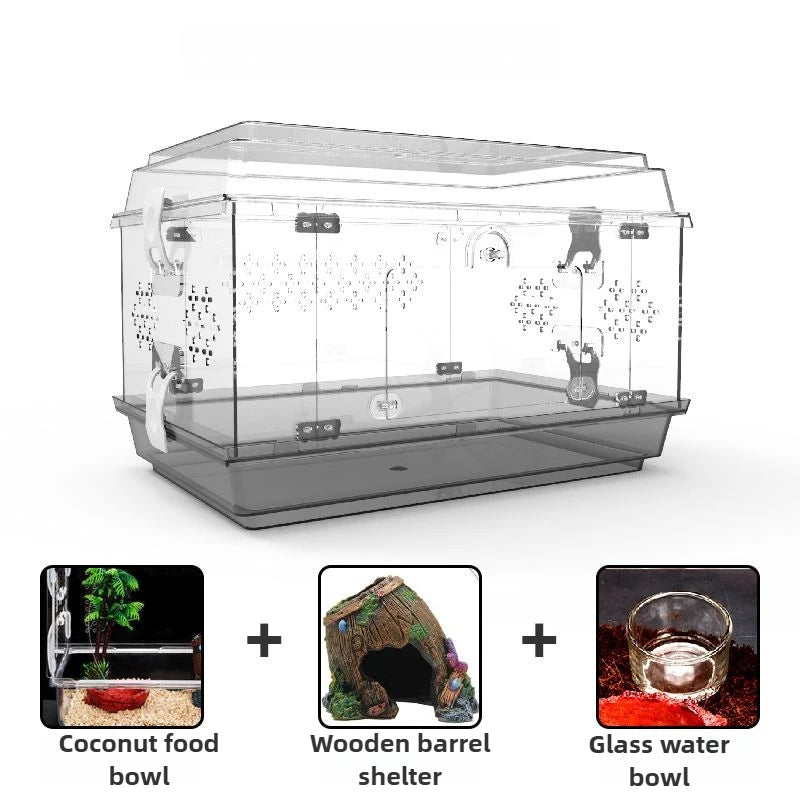 Acrylic Lizard Kennel Transparent Poison Spider Turtle Tank Reptile Breeding Cage Snakes Terrarium Lizard Growbox Pet Products