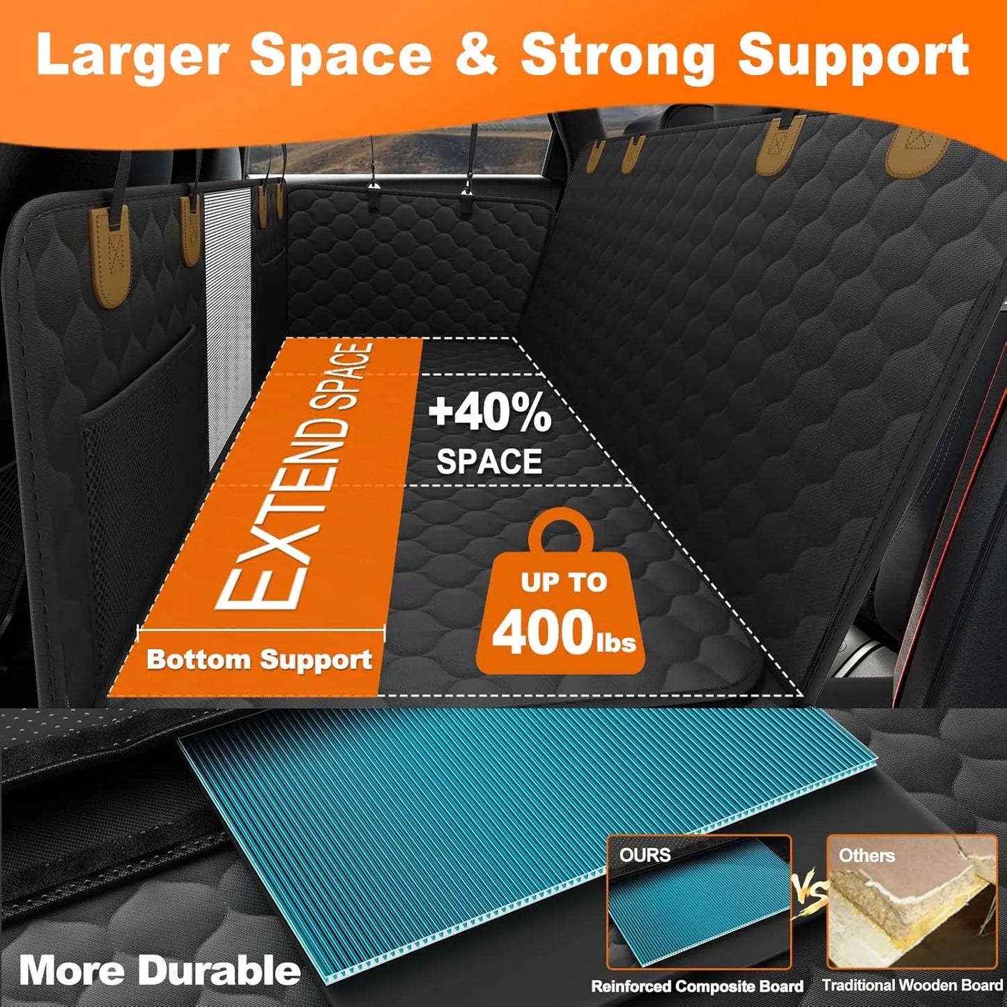 Waterproof Foldable Dog Car Seat Hammock Rear Seat Protector for Pets
