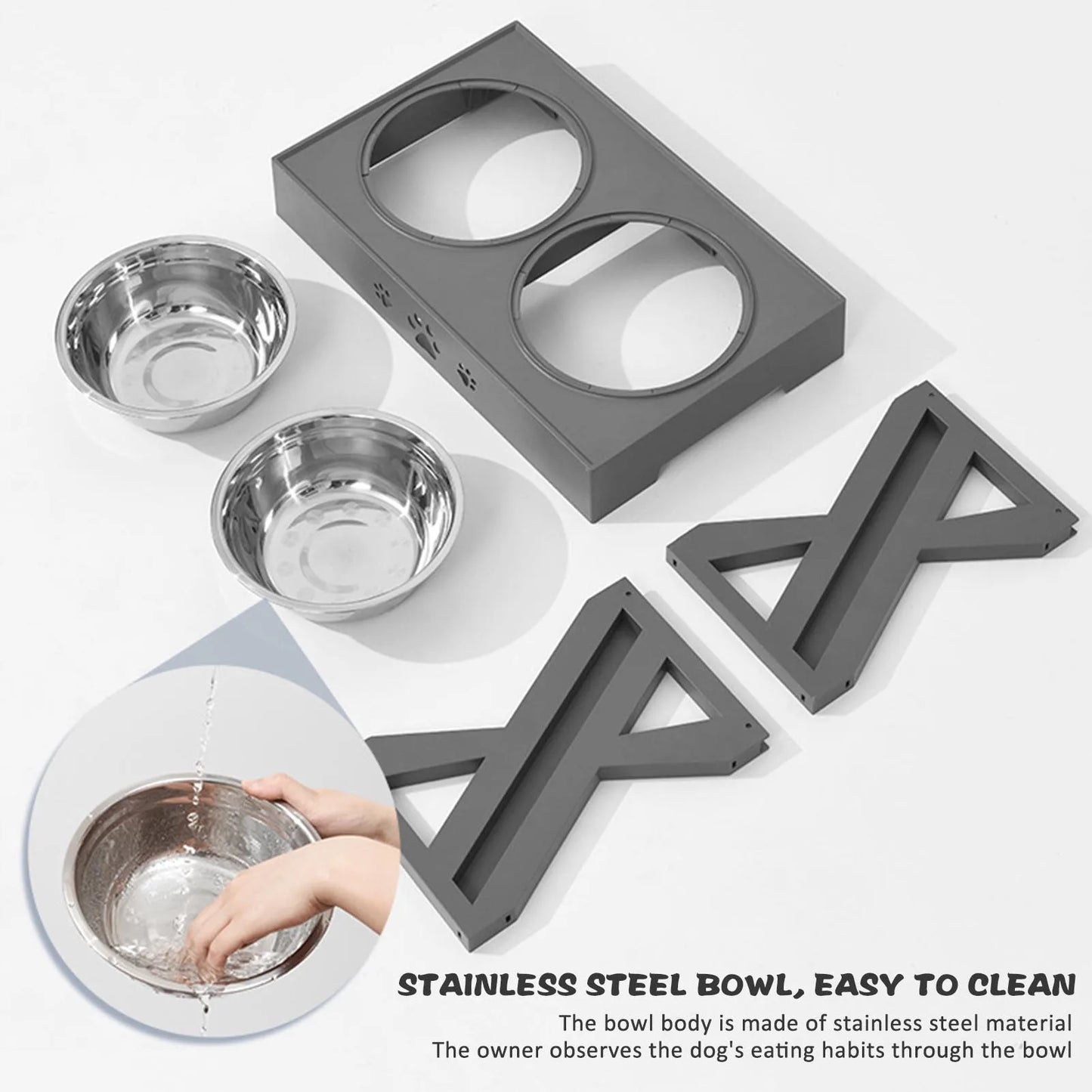 Stainless Steel Elevated Dog Bowl Non-Slip Design for Healthy Digestion