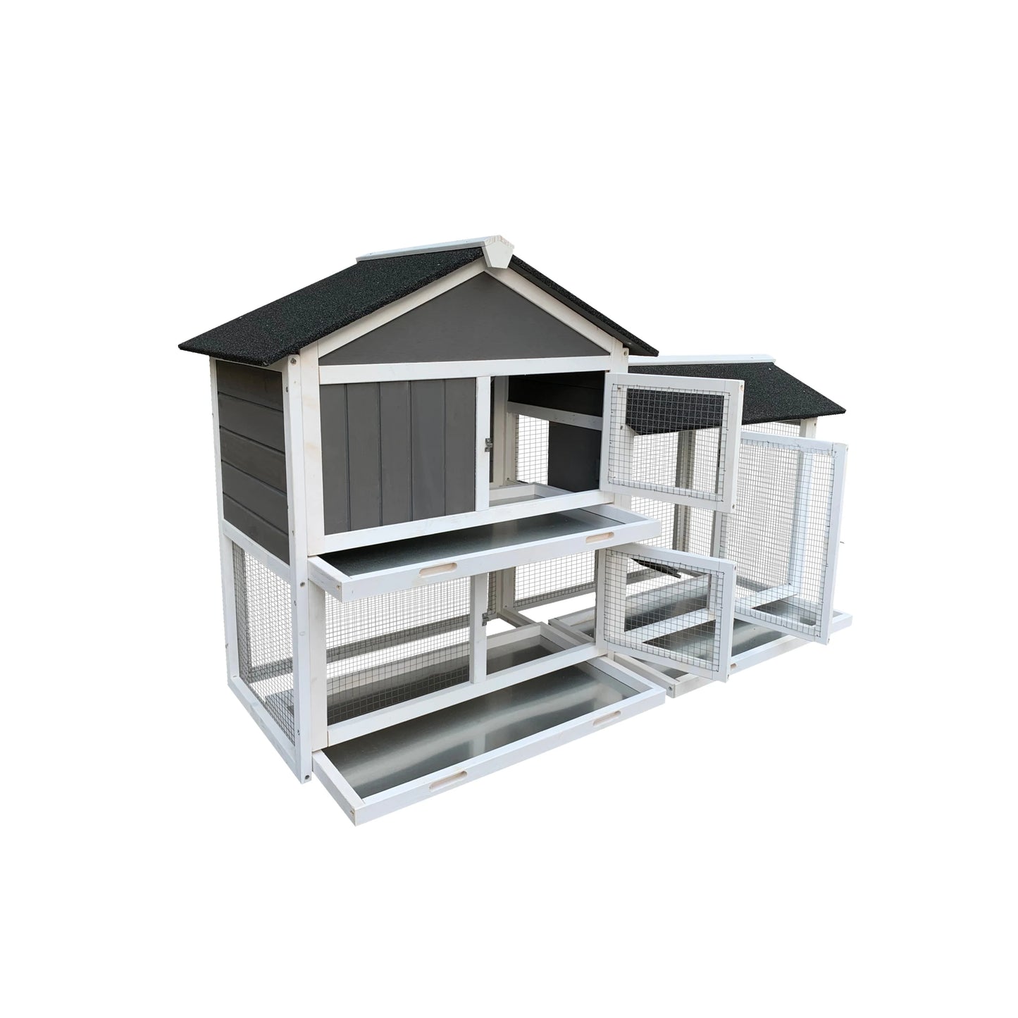 Wooden Pet House for Rabbits and Guinea Pigs Large Outdoor Hutch with Extension