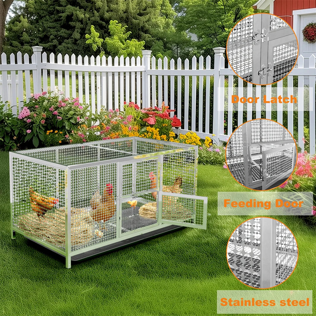 Heavy Duty Stainless Steel Chicken Coop and Dog Cage with Waterproof Cover