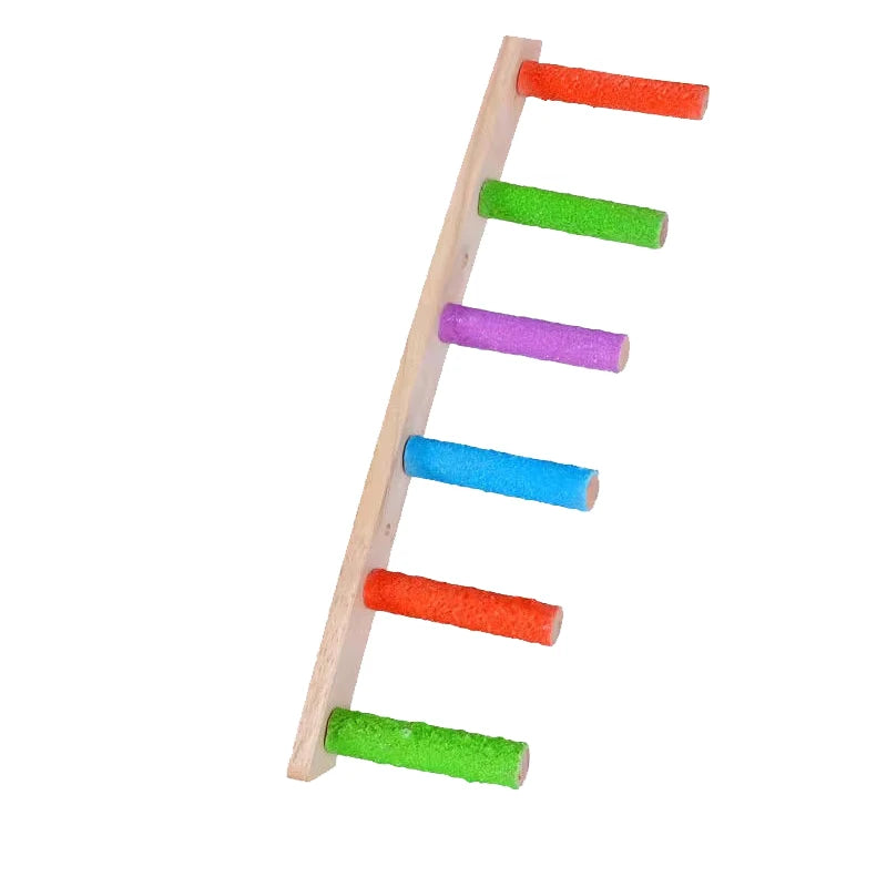 Wooden Bird Climbing Ladder Toy for Parrots 4/6/8 Steps Interactive Fun