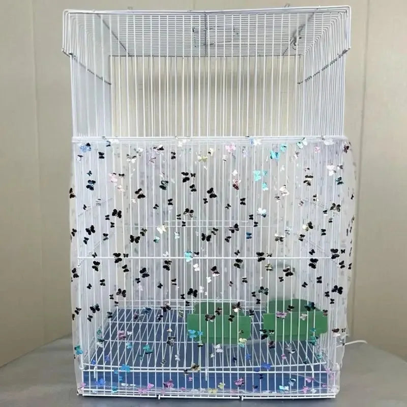 Universal Bird Cage Cover Elastic Mesh Skirt Soft Seed Guard for Birds