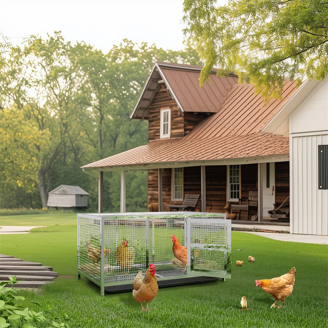 Heavy Duty Stainless Steel Chicken Coop and Dog Cage with Waterproof Cover