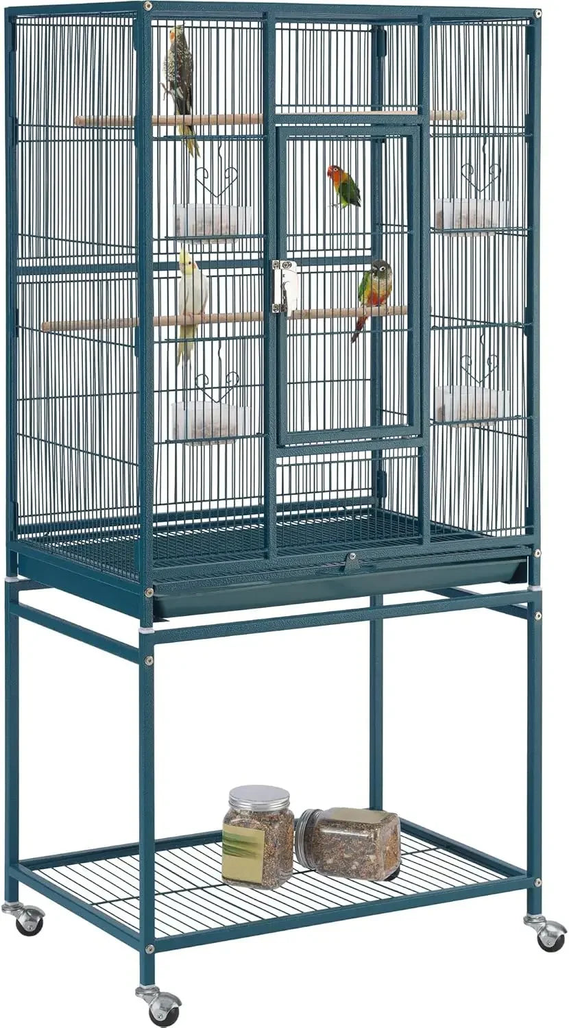 54" Large Flight Bird Cage for Parrots, Macaws, Cockatiels, Sun Parakeets, Lovebirds, Green Cheek Conures Solution