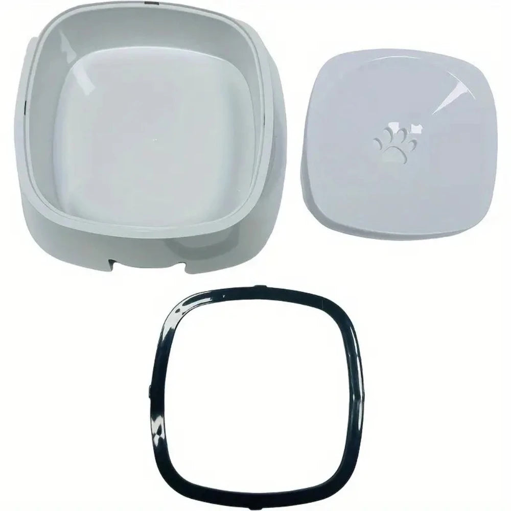 Non-Slip Clear Plastic Dog Water Bowl with Floating Debris Filter - Spill-Resistant, Travel-Ready, No Batteries Needed, Portable
