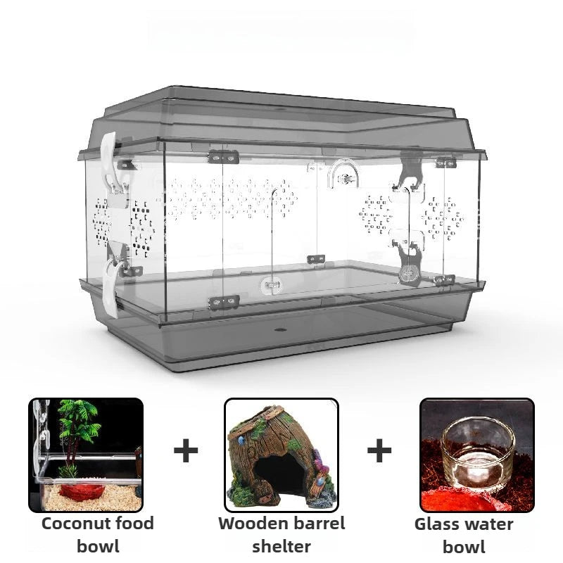 Acrylic Lizard Kennel Transparent Poison Spider Turtle Tank Reptile Breeding Cage Snakes Terrarium Lizard Growbox Pet Products