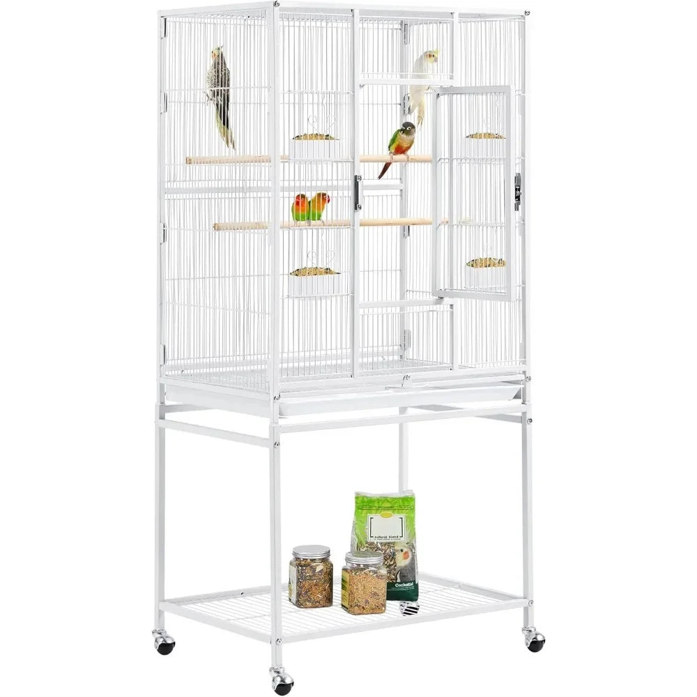 54" Large Flight Bird Cage for Parrots, Macaws, Cockatiels, Sun Parakeets, Lovebirds, Green Cheek Conures Solution