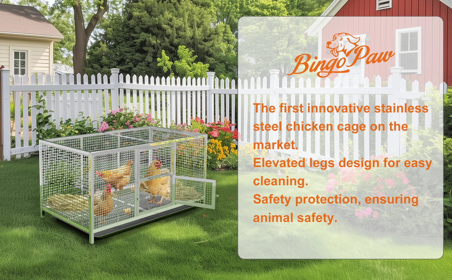 Heavy Duty Stainless Steel Chicken Coop and Dog Cage with Waterproof Cover