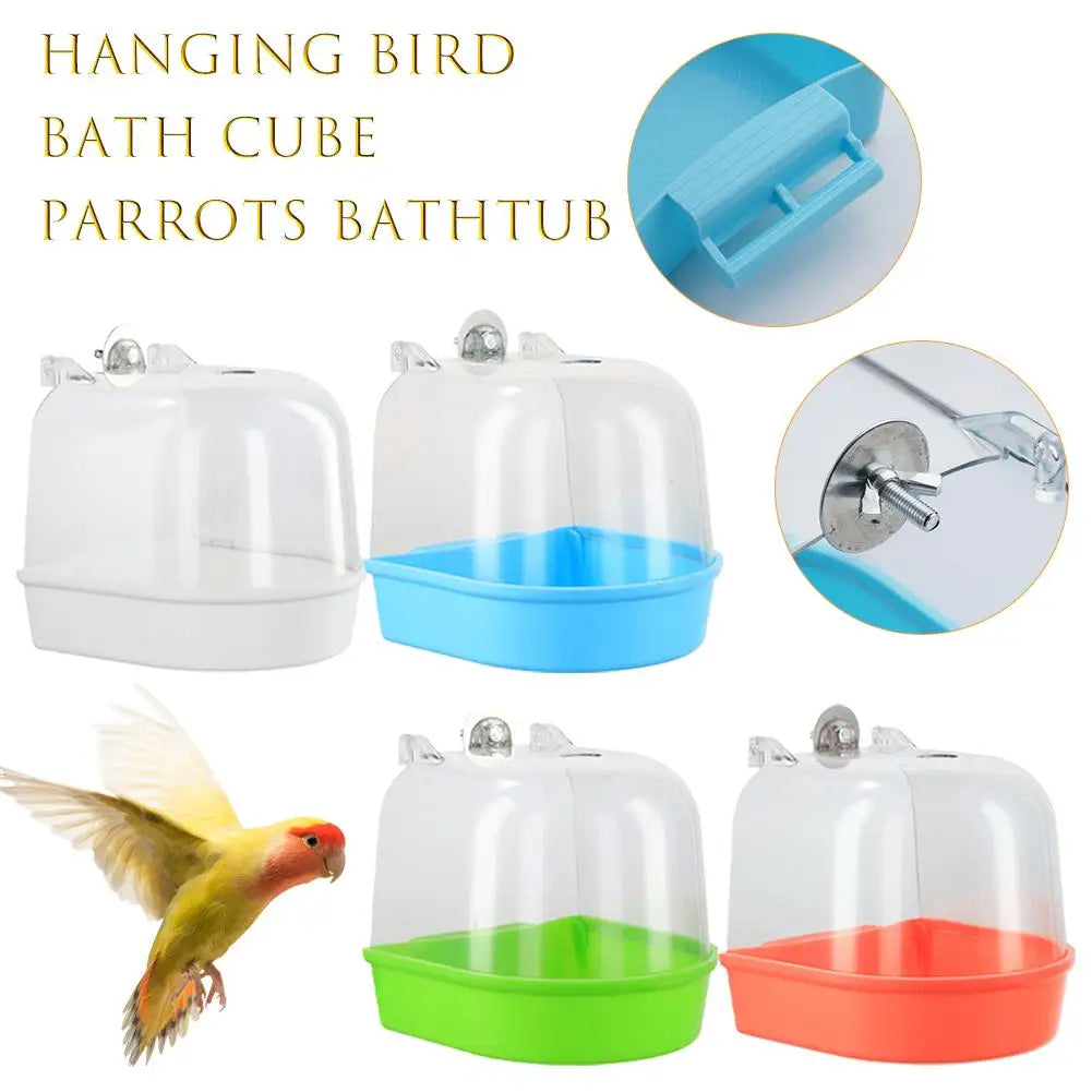 Hanging Bird Bath Cube Parrots Bathtub Bath Shower Box Cage Accessory For Little Bird Canary Budgerigar Cockatiel Lovebird
