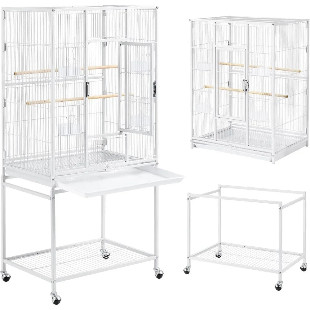 54" Large Flight Bird Cage for Parrots, Macaws, Cockatiels, Sun Parakeets, Lovebirds, Green Cheek Conures Solution