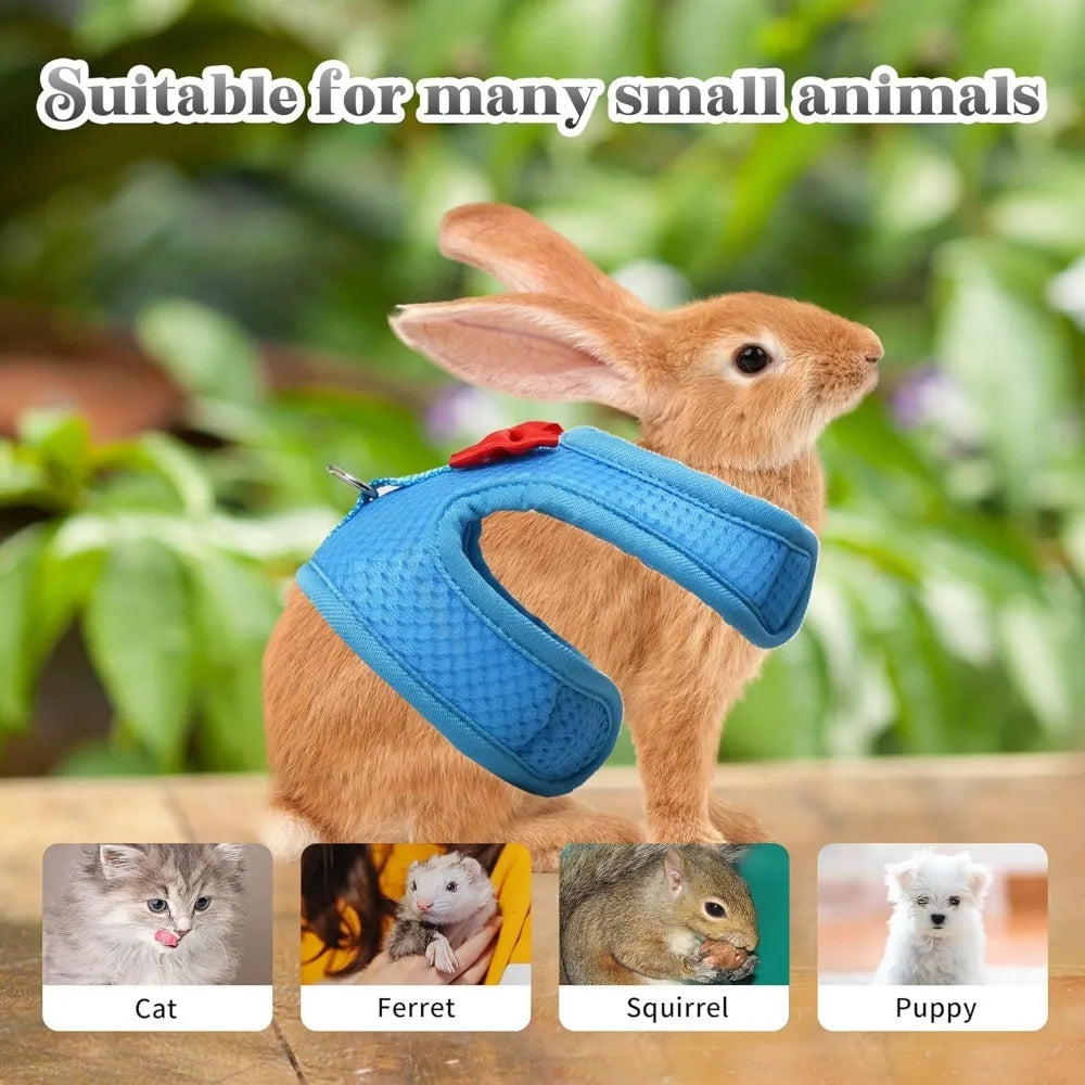 Bunny Harness and Leash Set with Cute Bow for Rabbits Kittens and Puppies