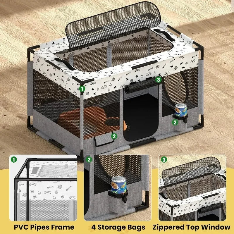 Portable Foldable Cat and Dog Playpen with PVC Reinforcement for Indoor Use