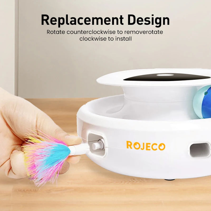 Rojeco 2 In 1 Smart Feather Ball Toy For Cats Dogs Set
