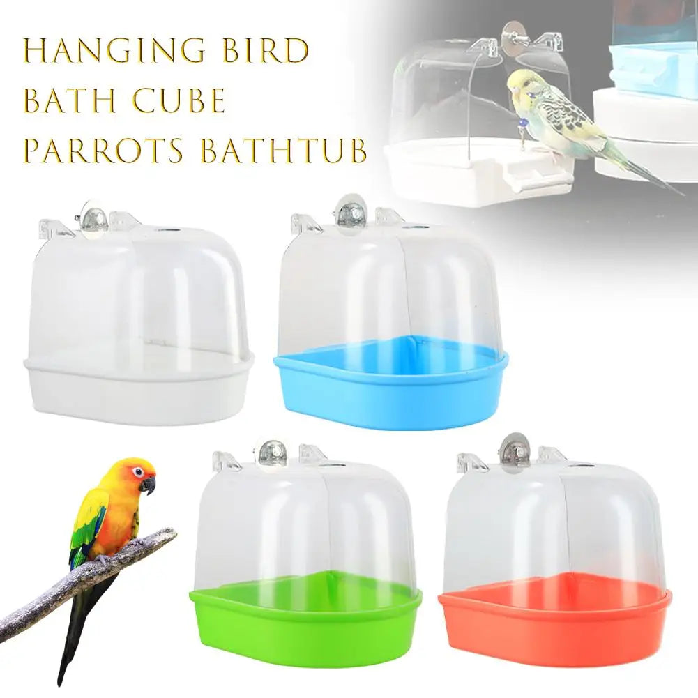 Hanging Bird Bath Cube Parrots Bathtub Bath Shower Box Cage Accessory For Little Bird Canary Budgerigar Cockatiel Lovebird
