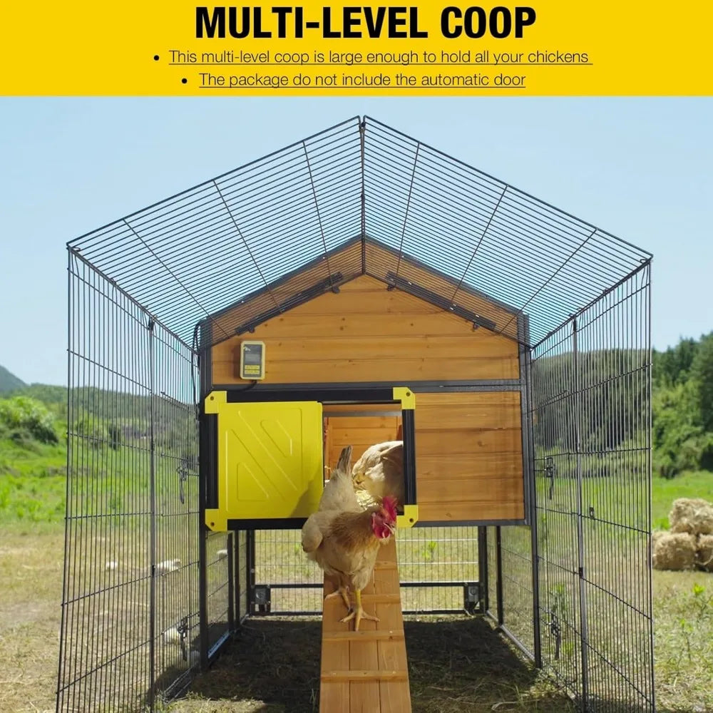 Chicken Coop 85" Super Large Mobile Chicken House with Strong Iron Frame Outdoor Poultry Cage with Nesting Box, Duck Coop,Water