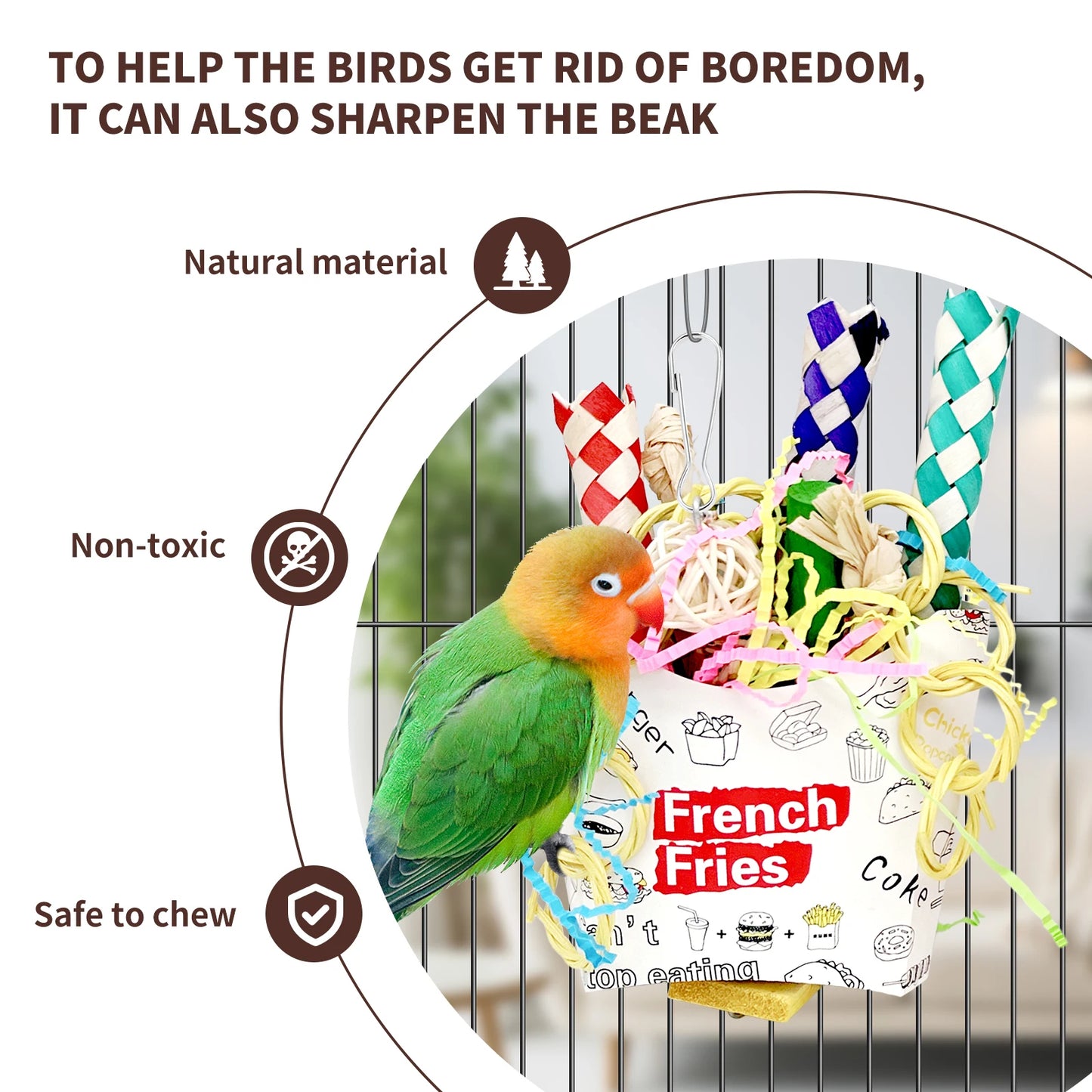 3PCS Bird Shredding Toys for Parrots Chewing and Foraging Fun