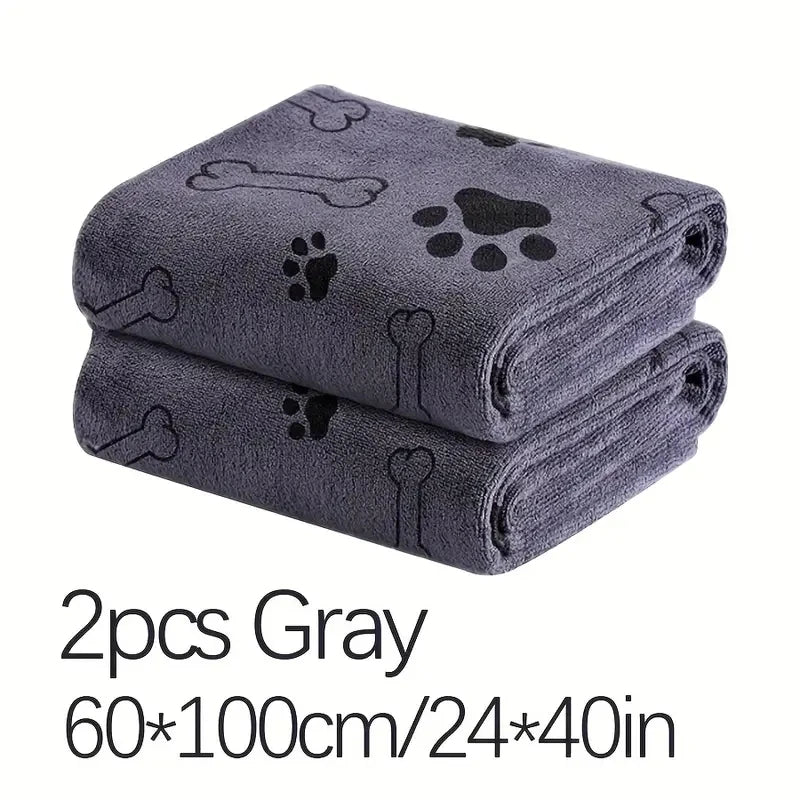 2pcs Soft Microfiber Dog Towels Quick Dry Absorbent Bath and Grooming Towels