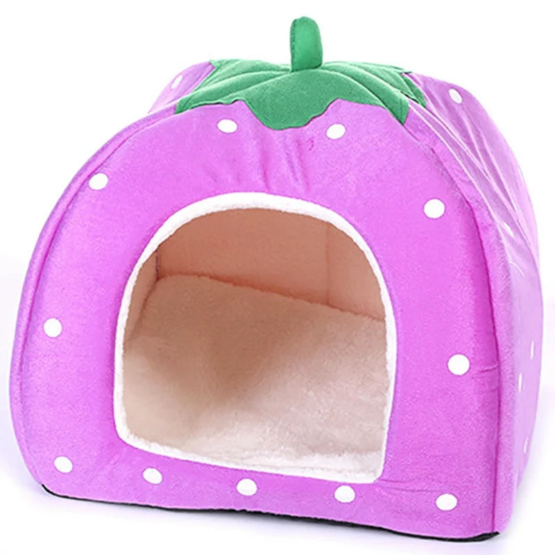 Strawberry Hamster House Guinea Pig Hideout Small Animal Bed Hideaway Hide Hut Cage Accessories for Autumn Winter