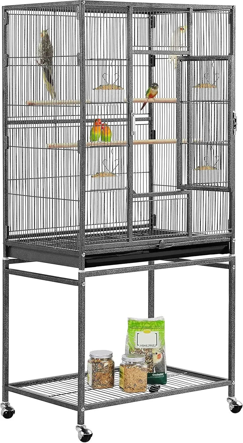 54" Large Flight Bird Cage for Parrots, Macaws, Cockatiels, Sun Parakeets, Lovebirds, Green Cheek Conures Solution