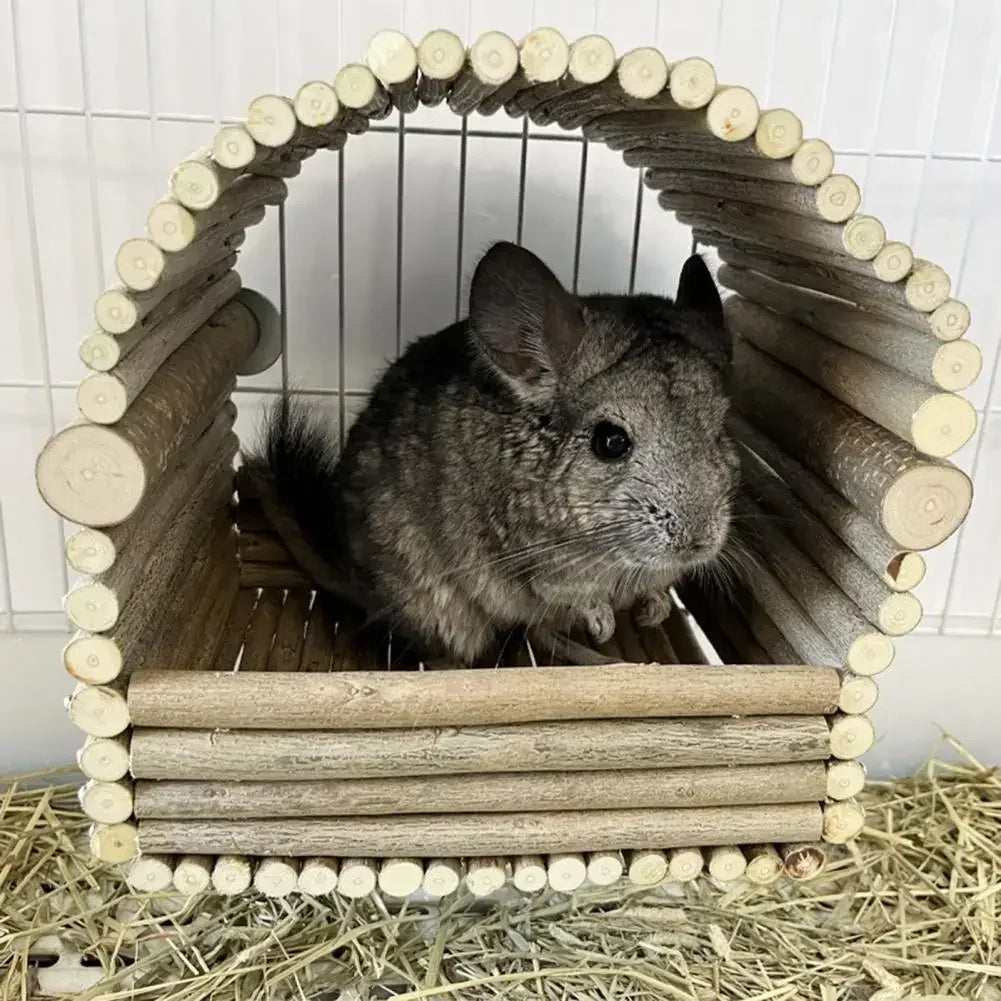 Handmade Natural Wood Rabbit Hamster House Weaving Hut for Small Pets