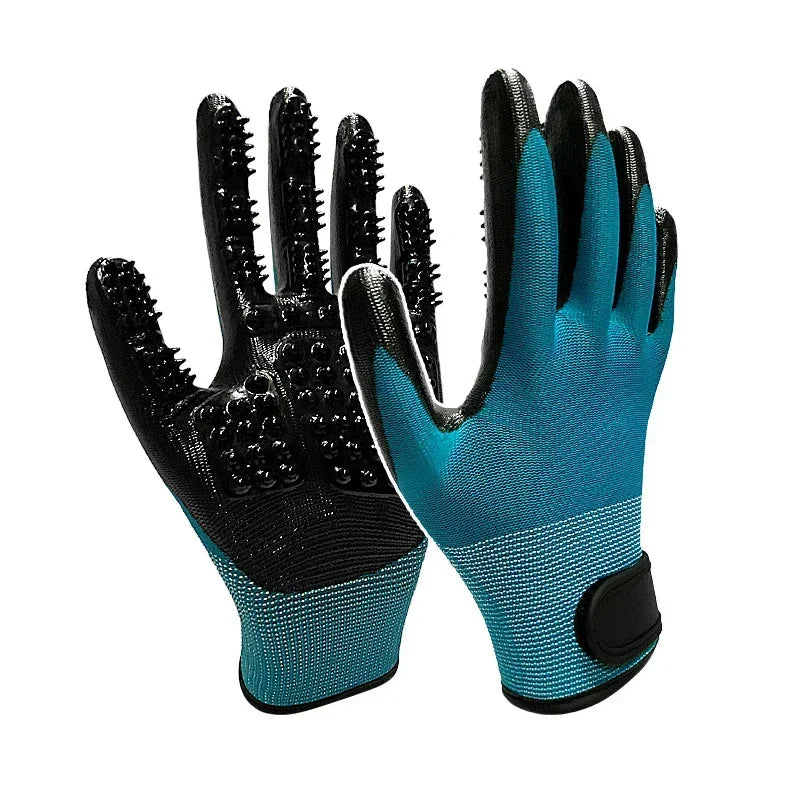 Pet Bath Gloves for Grooming Massage and Hair Removal Non-Slip Rubber Design