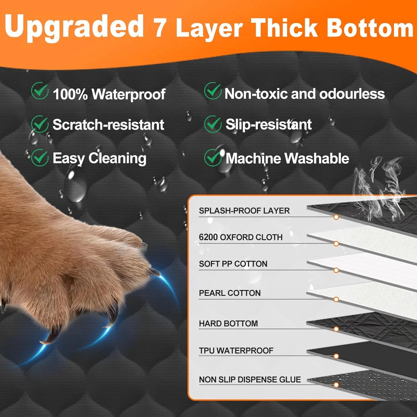 Waterproof Foldable Dog Car Seat Hammock Rear Seat Protector for Pets