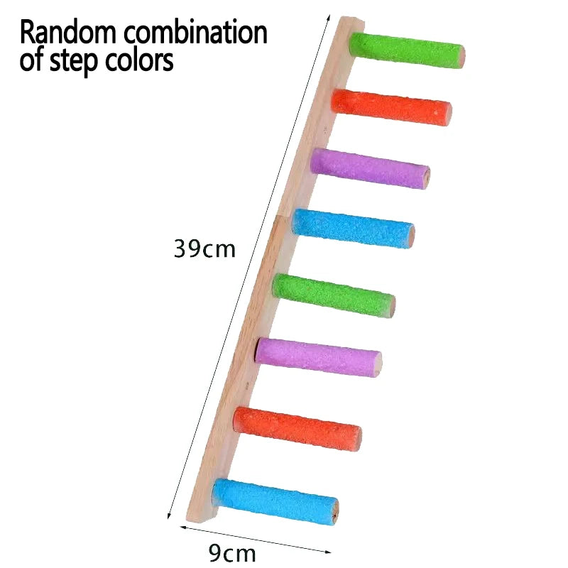 Wooden Bird Climbing Ladder Toy for Parrots 4/6/8 Steps Interactive Fun