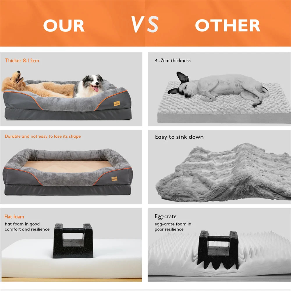 Jumbo Orthopedic Memory Foam Dog Bed With Waterproof Removable Cover