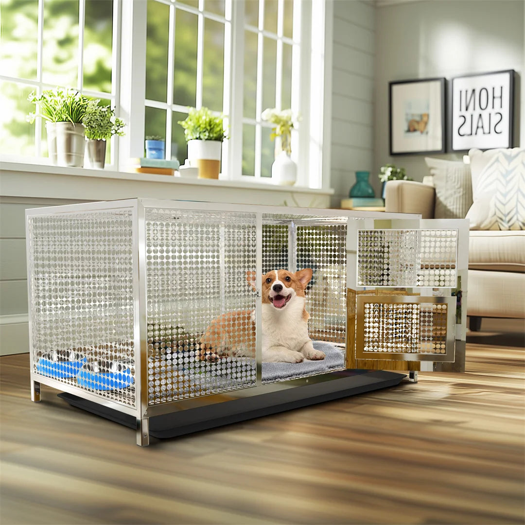 Heavy Duty Stainless Steel Chicken Coop and Dog Cage with Waterproof Cover