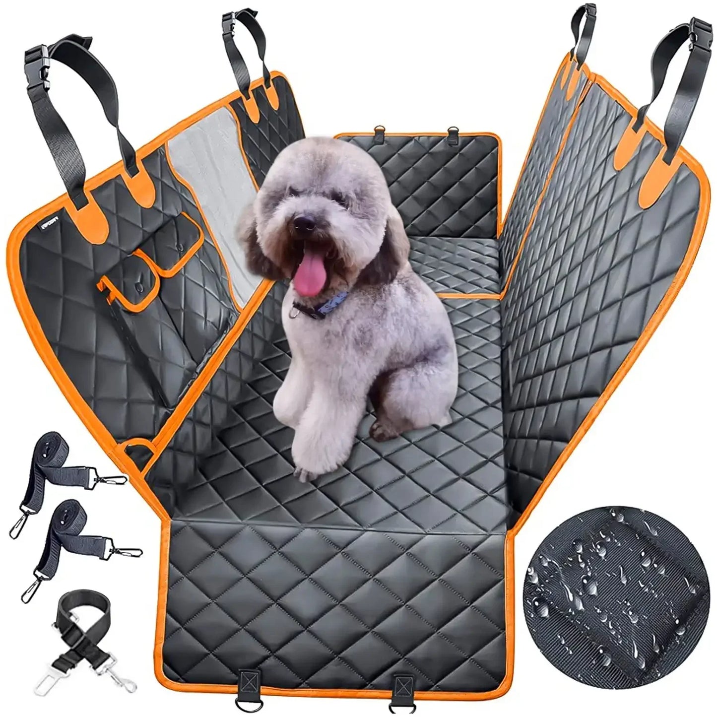 600D Heavy Dog Seat Cover, Durable Large Dog Car Seat Cover with 2 Seat Belts