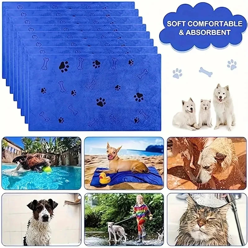 2pcs Soft Microfiber Dog Towels Quick Dry Absorbent Bath and Grooming Towels