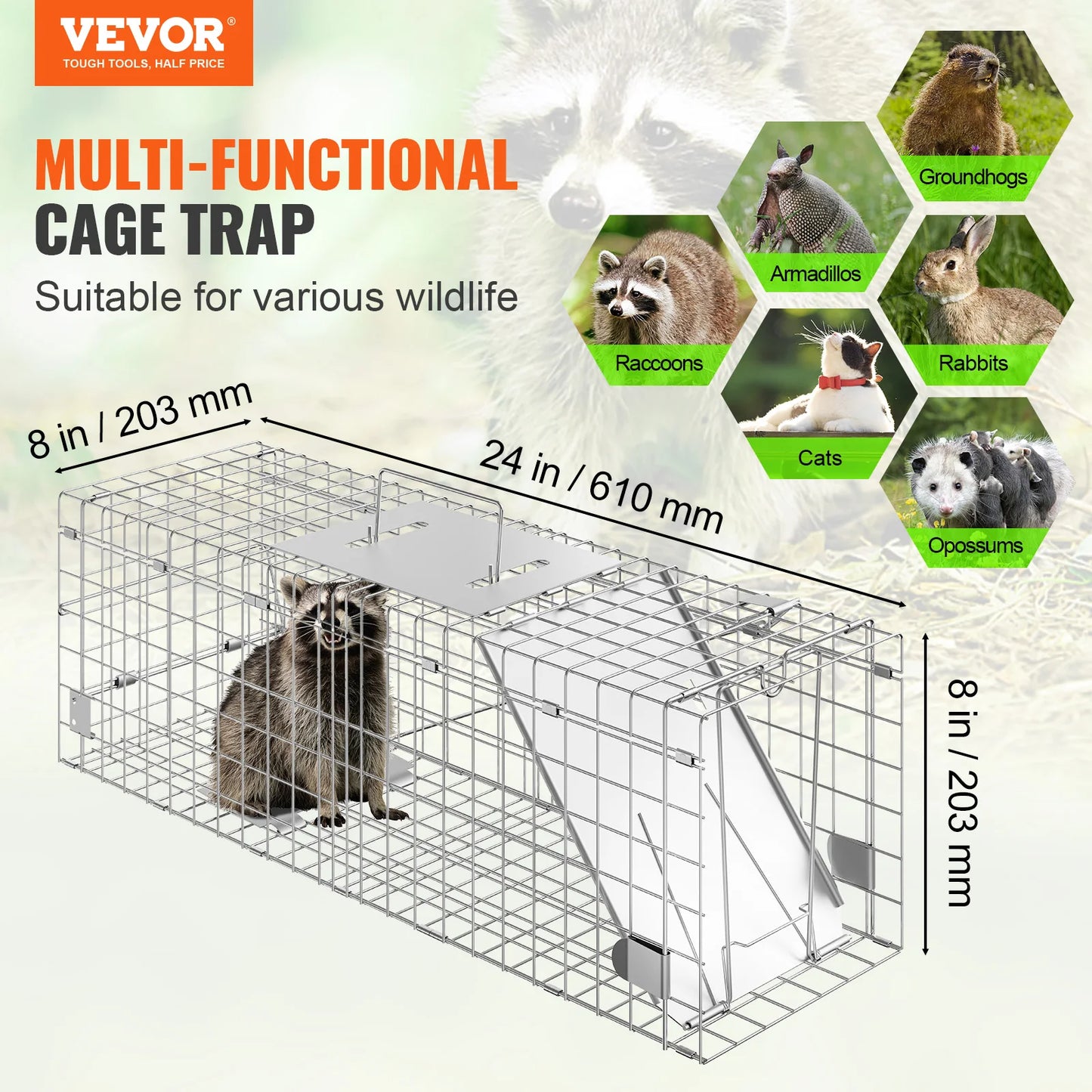 SucceBuy Live Animal Cage Trap for Stray Cats Rabbits and Rodents