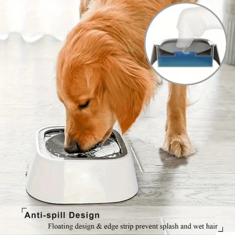 Non-Slip Clear Plastic Dog Water Bowl with Floating Debris Filter - Spill-Resistant, Travel-Ready, No Batteries Needed, Portable