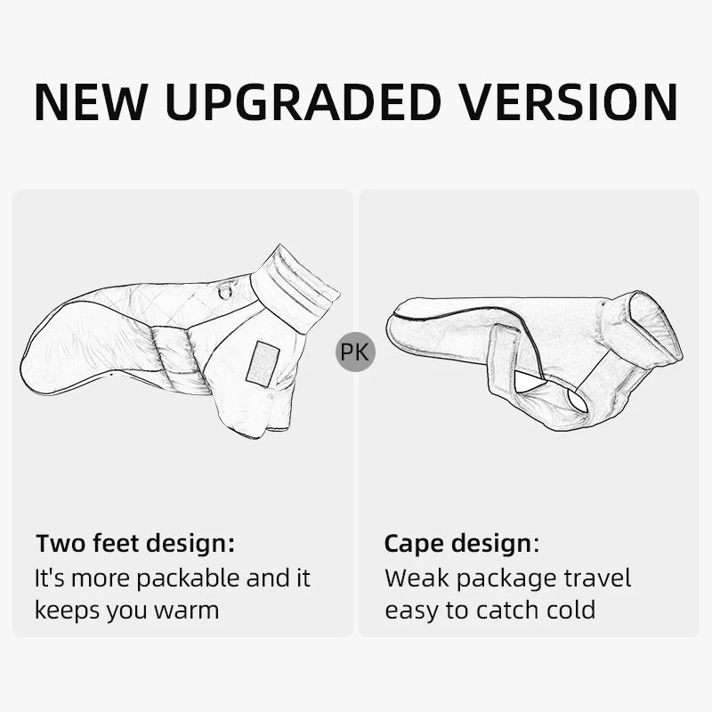 Warm Reflective Puffer Dog Coat For Large Dogs With Built In Harness Vest